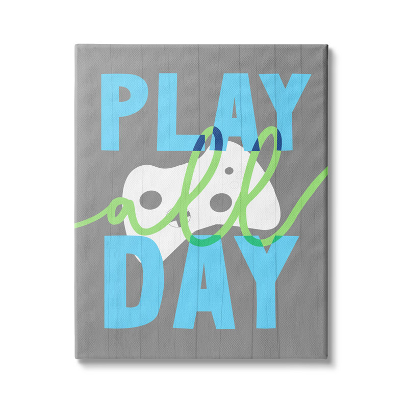" Play All Day Phrase Rustic Video Game Controller " by Daphne Polselli, Wrapped Canvas, 30" H x 24" W x 1.5" D