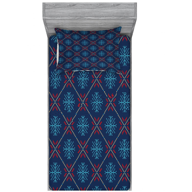 Microfiber Geometric Sheet Set, Twin Sheet Set with Fitted Sheet