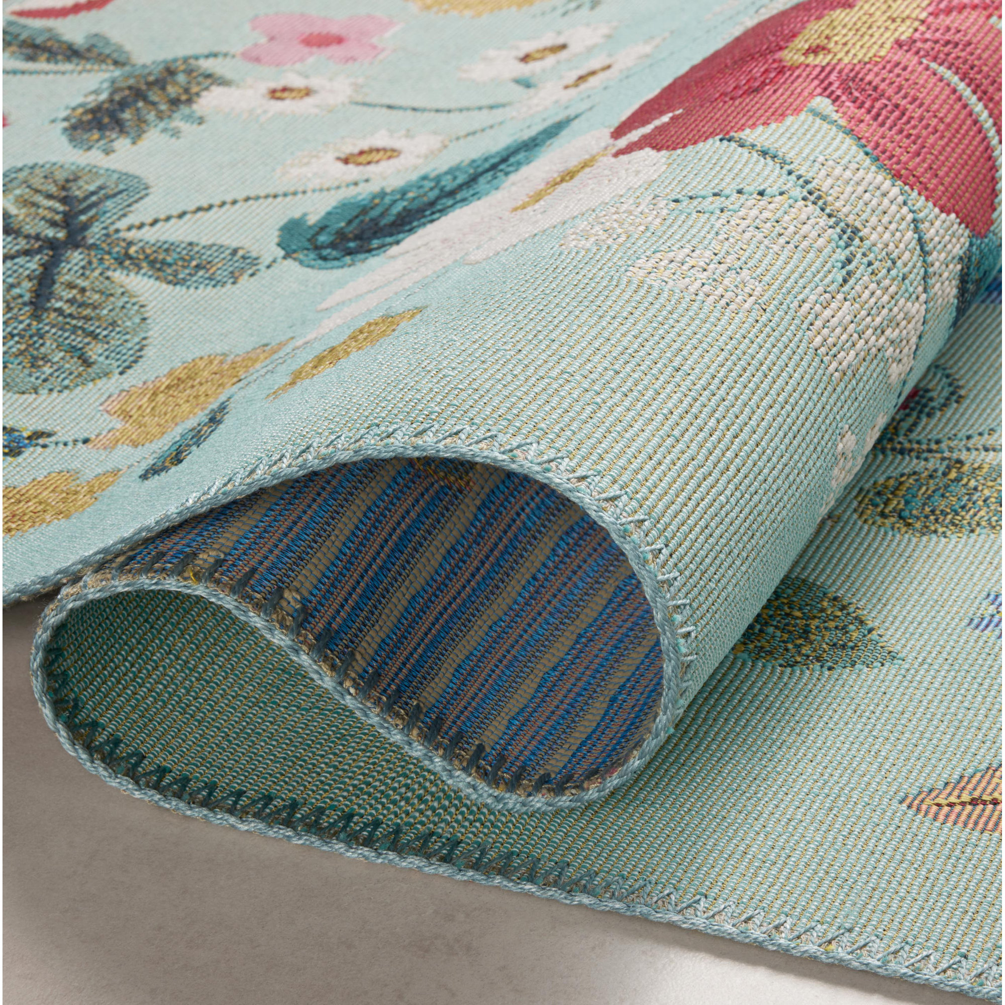 Rifle Paper Co. x Loloi Perennial Mint Indoor / Outdoor Area Rug, Square 1'6"
