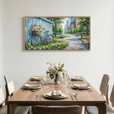 Tableau encadré sur toile « Jardin à vélo », 1 pièce, 122 x 61 cm
