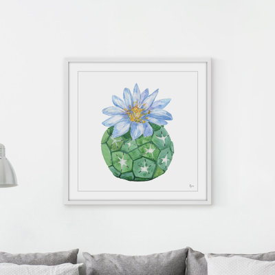 « blue cactus », reproduction de peinture à l’aquarelle encadrée