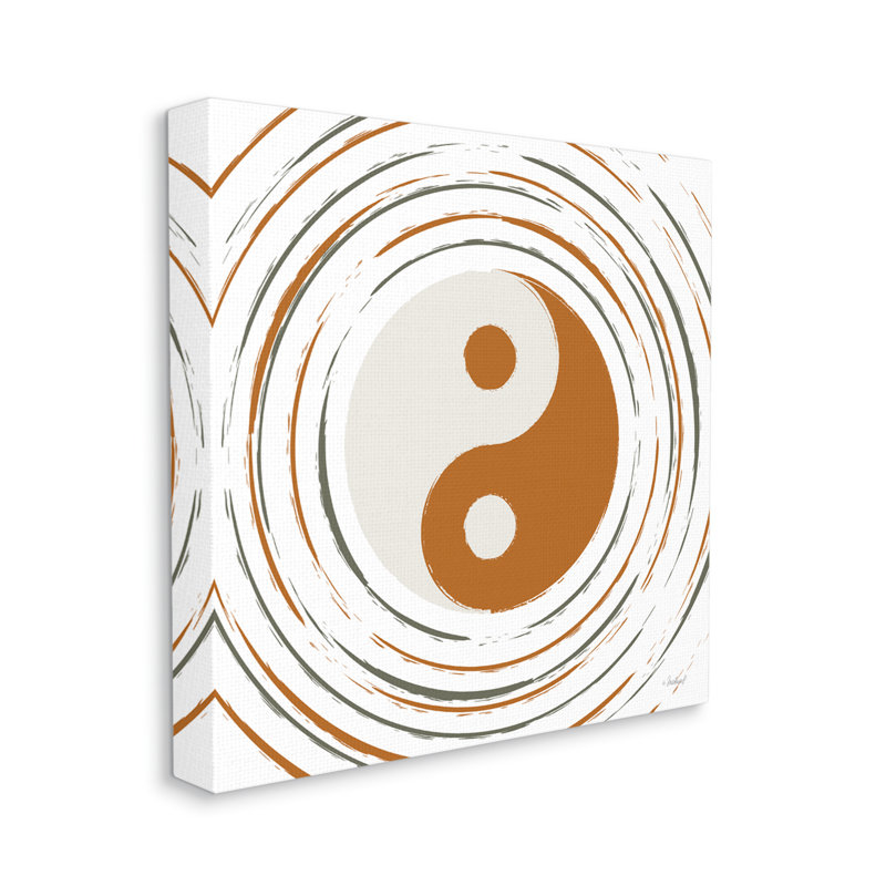 «Yin Yang», symbole spirituel des rayures circulaires par Martina Pavlova - impression sur toile tendue