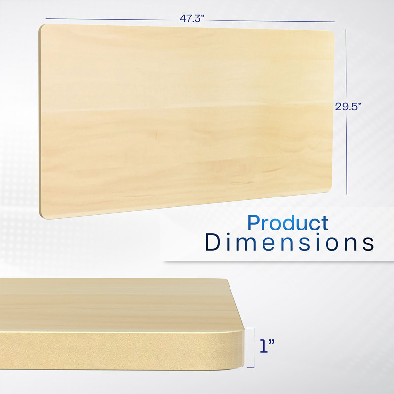 Universal Table Top for Sit to Stand Desk Frames, Light Wood, 1-Piece, 48" x 30"