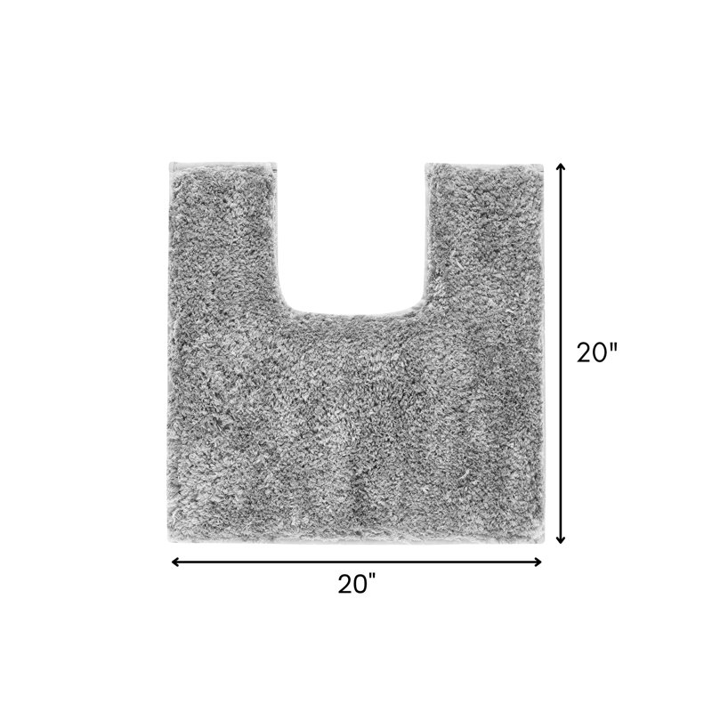 Better Trends 100% Polyester Luxury Plush Contour Mat Soft Absorbent U-shaped Non Slip Bath Rug Silver, Silver