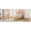 Lit plateforme simple avec tête de lit chic, structure de lit en bois massif avec support à lattes, aucun sommier tapissier requis et conception basse à terre, naturel-133343229-133343228