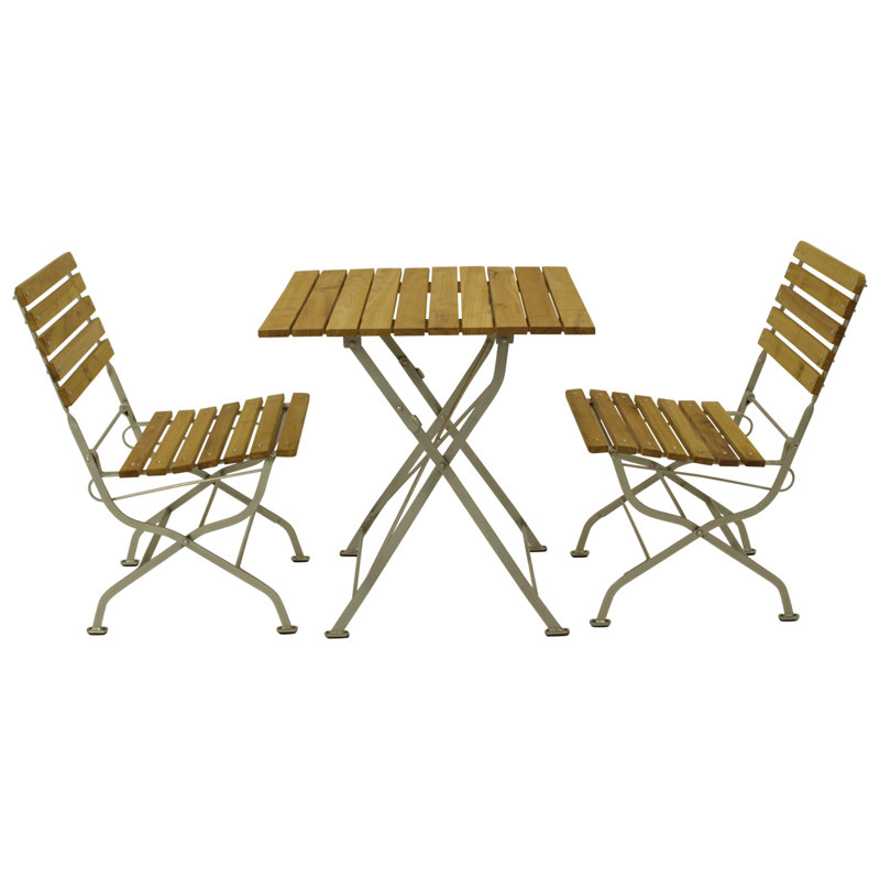 Villenova 2 - Person Patio Dining Set with Square Table, Matt brushed nickel