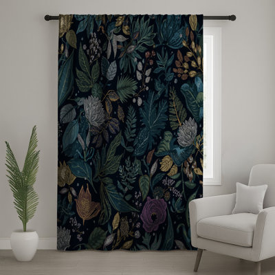 Rideaux à motif botanique à motif de feuilles, voilages et voilages à motif floral - 1 panneau