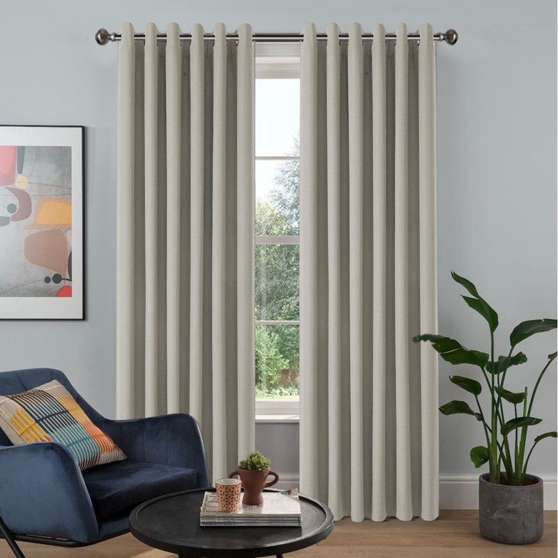 Luxurious A28 Linen Blackout Eyelet Curtains (Set of 2), Mink, 229cm Width x 229cm Drop