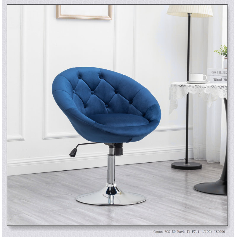 Fauteuil d'appoint pivotant en velours capitonné, Bleu