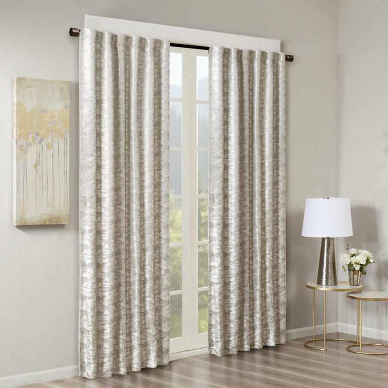 Rideau simple occultant et isolant Cassius, L 50 po x L 108 po, Gris/argent