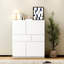 Armoire de rangement en bois blanc avec 4 portes et 2 tiroirs