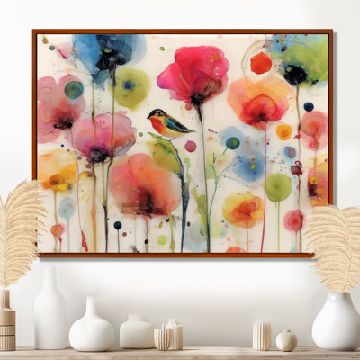 Aquarelle, jardins de coquelicots - impressions sur toile coquelicot, art floral rouge