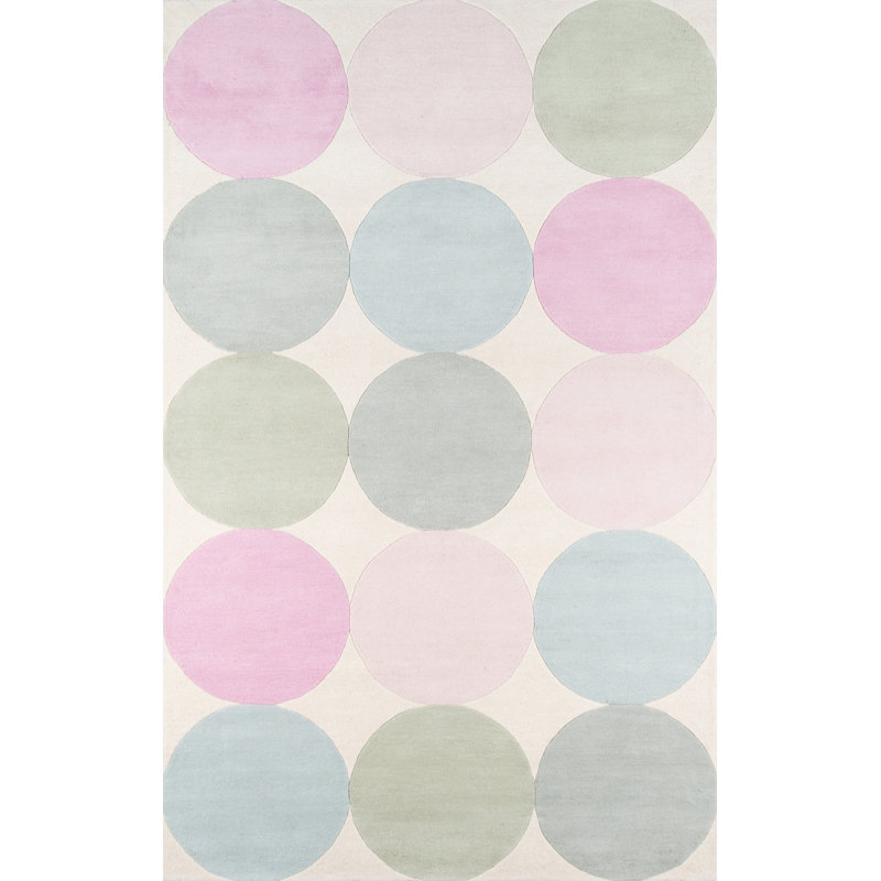 Tapis pastel / rose / sauge en laine touffeté à la main Delmar, Rectangle 8 pi x 10 pi