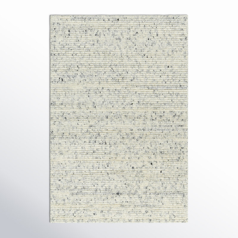 Tapis en laine tissé à la main de couleur unie Morell en frêne / gris argenté / argent métallique, Rectangle 2 pi x 3 pi