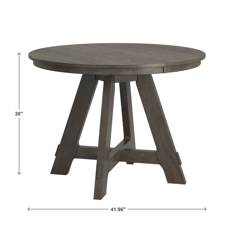 Brookins 42"-60" Extendable Round Dining Set With Vegan Leather Upholstered Chairs, Gray