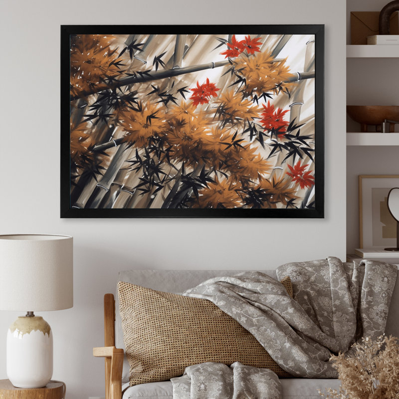 «Dense Bamboo Forest II», reproduction d'art sur toile, Cadre photo noir, H 34 po x l 44 po x P 1,5 po