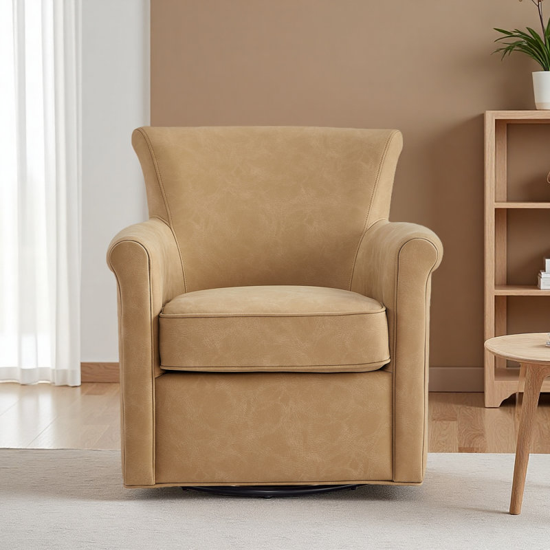 Fauteuil d'appoint pivotant en similicuir, Marron clair