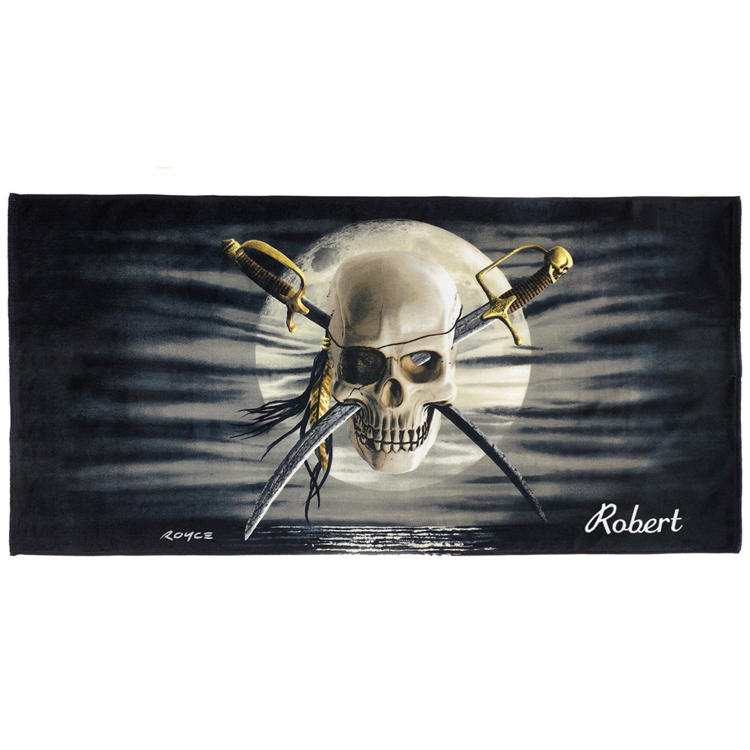 Sumiton Patch Skull Printed Personalized Beach Towel | 100% Cotton 30"x60 Zoomie Kids Font