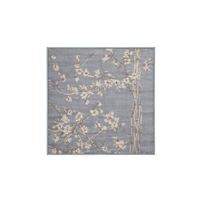 Tapis bleu soyeux et moelleux, Carré 7 pi