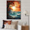 Coucher de soleil sur les vagues côtières - art mural abstrait