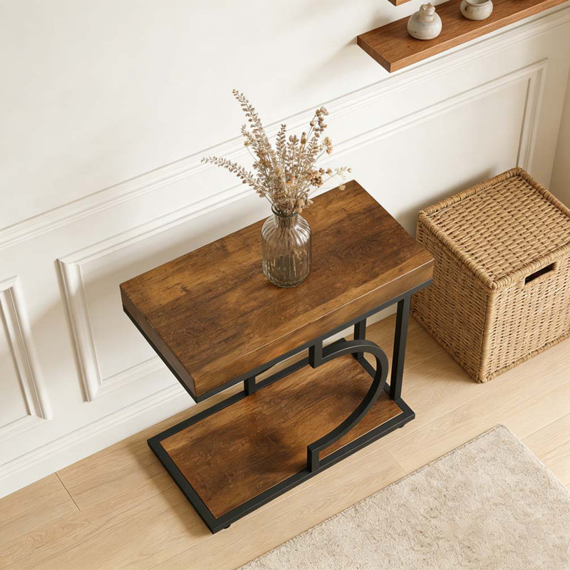 Table de chevet, table de bout, Noir et brun