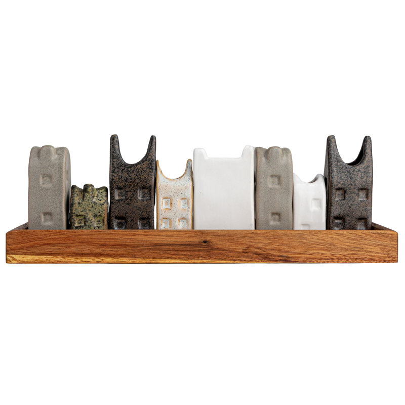 Bohemian House-Shaped Stoneware Vase Set