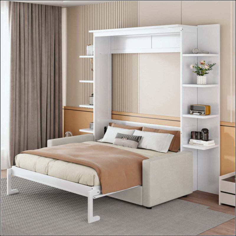 Murphy Bed Wall Bed With Sofa, White