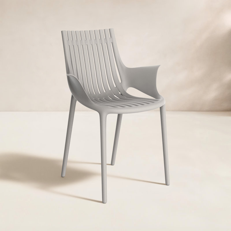 Chaise avec accoudoirs empilable Ibiza, Écru
