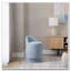 Tabouret de coiffeuse rembourré avec pivot - tissu bleu clair - couvercle de rangement amovible-431490788