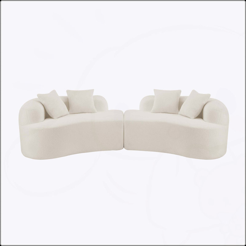 Canapé épuré à quatre places à compression complète Boneless, tissu en peluche et canapé compact sans assemblage, Blanc