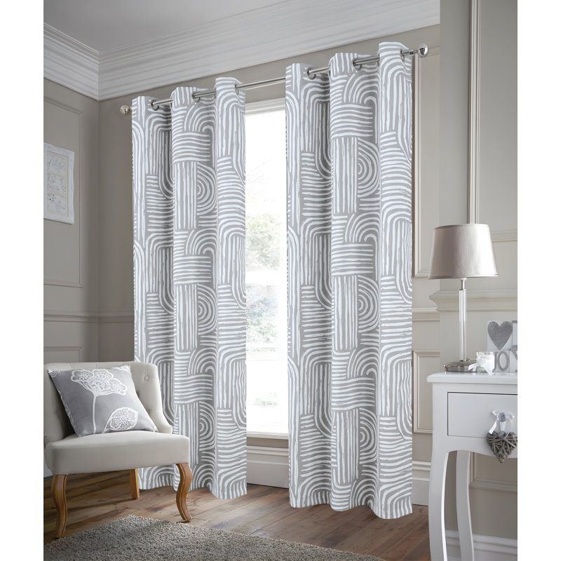 Ensemble de rideau de fenêtre tissé à motif géométrique Sarmiento, Argent
