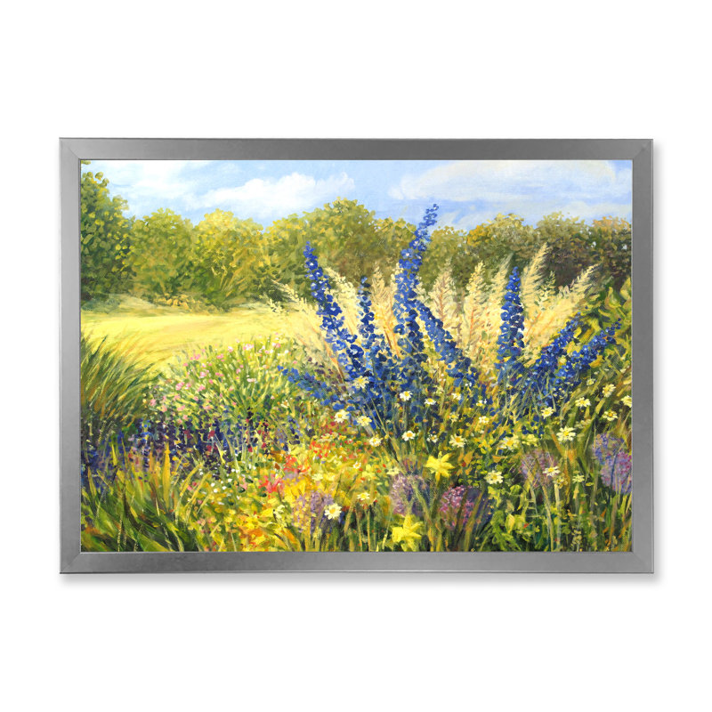 Fleurs sauvages - reproduction de cadre flottant sur toile, H 12 po x l 20 po x P 1 po, Cadre de coin argenté fermé