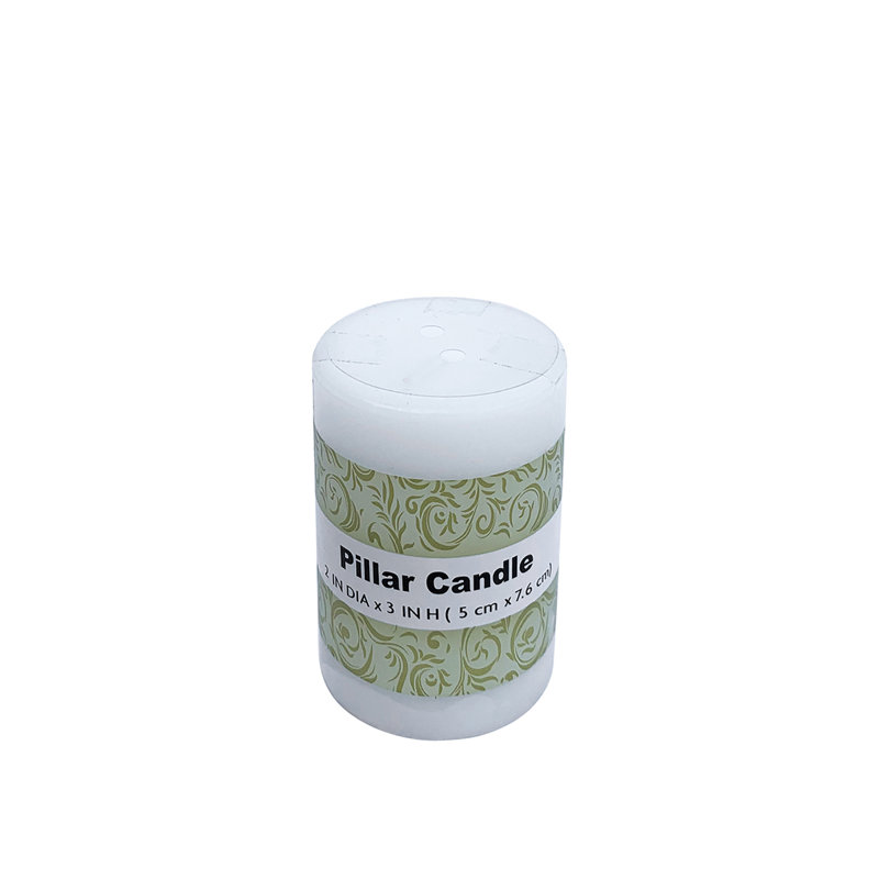 Bougie cylindrique sans parfum, Blanc, 1, H 3 po x l 2 po x P 2 po