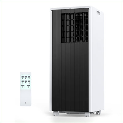 Climatiseurs portatifs Climatiseur portatif à contrôle de refroidissement de 8 000 BTU avec refroidissement efficace, climatiseur portatif silencieux jusqu'à 350 pieds carrés Avec déshumidificateur, ventilateur, modes veille, 3 en 1, blanc et noir