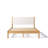 Modern Queen Bed with Upholstered Headboard and Natural Rubber Wood Frame