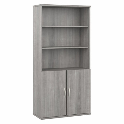 Bibliothèque hybride haute à 5 tablettes avec portes