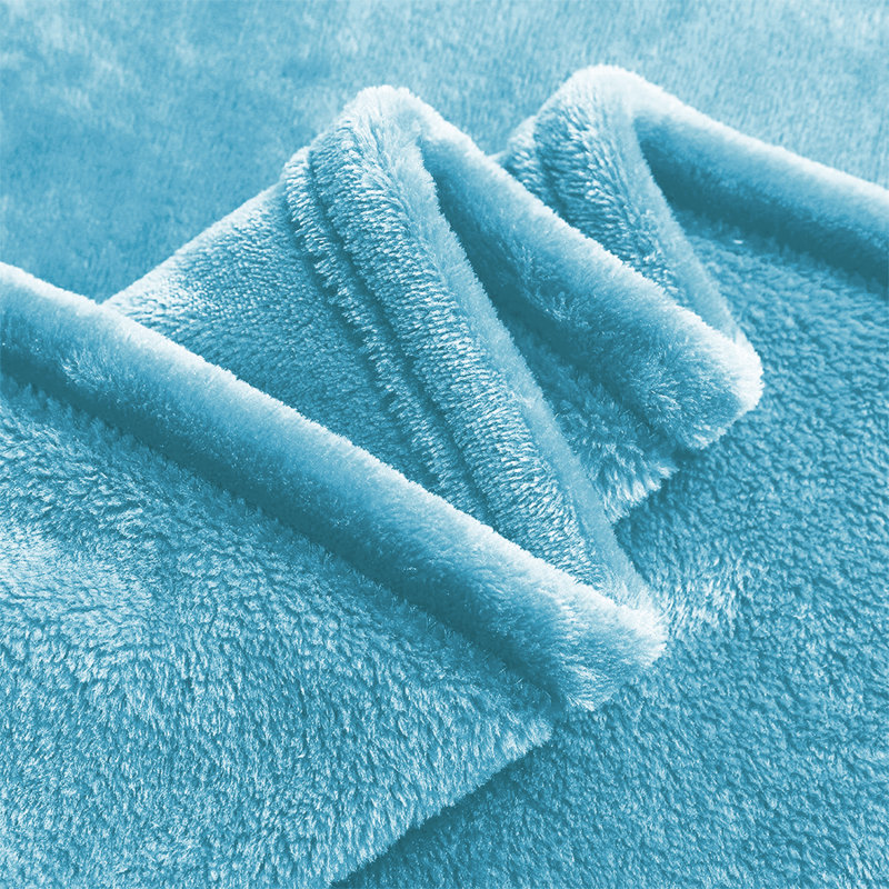 Faux Fur Reversible Fleece Throw Blanket – Soft & Cozy, Single (3'), Light Blue