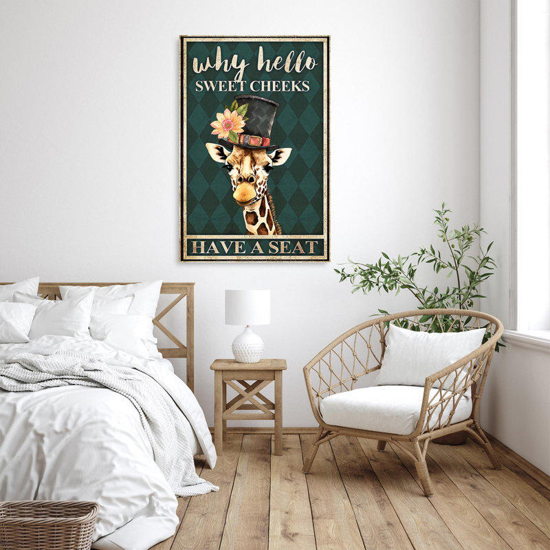 «Guraffe Have A Seat», impression sur toile rectangulaire 1 pièce, H 36 po x l 24 po x P 1,25 po
