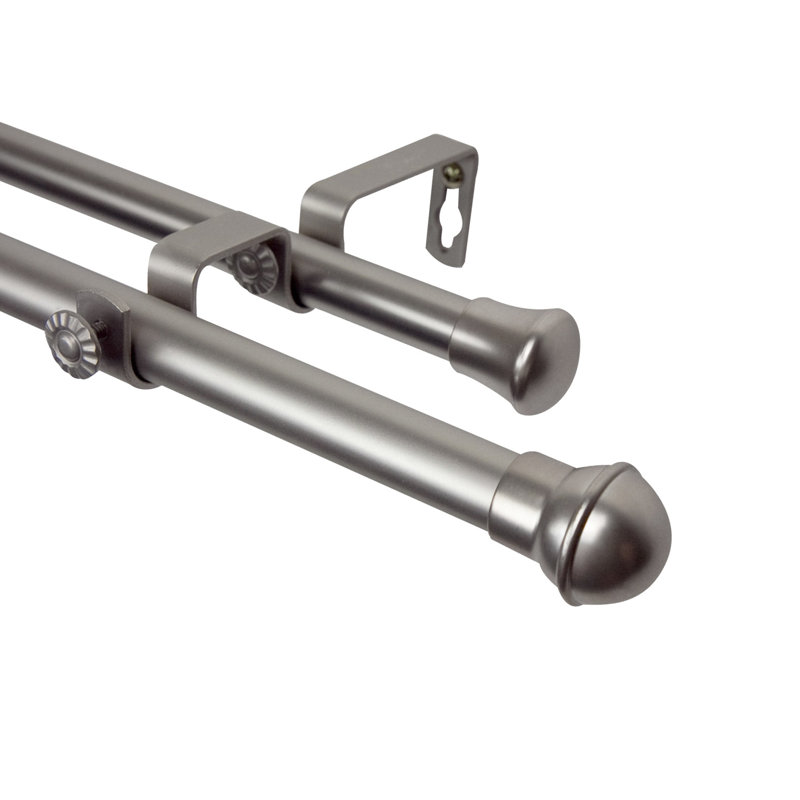 Tringle à rideaux double à bordure meshoppen, Nickel satiné, 120 à 170 po