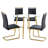 Ahanu Modern Minimalist Round Glass Top Dining Table Set with Metal Legs（Set of 5）-840462492-840462489