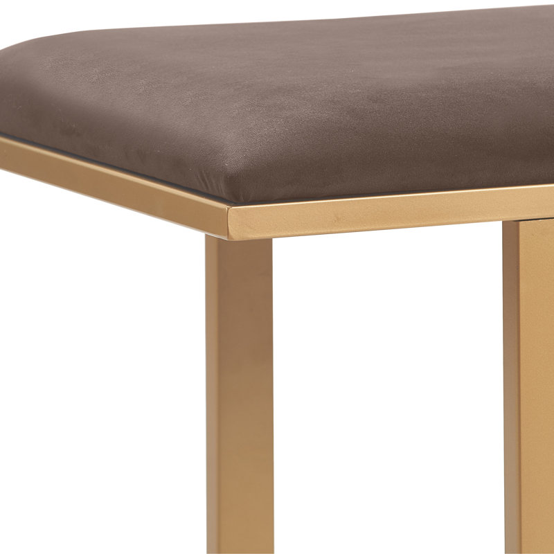 Elle Decor Remi Velvet Bedside Bench, Upholstered Ottoman, Easy Assembly, Chocolate Brown