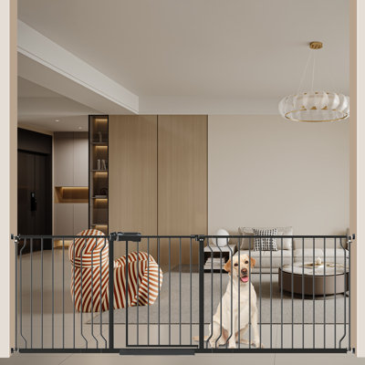 Extra Wide Auto-Close Safety Pet Gate - Pressure Mounted, Adjusts 71.7"-85.8" Black for Doors/Stairs, Pet Proof