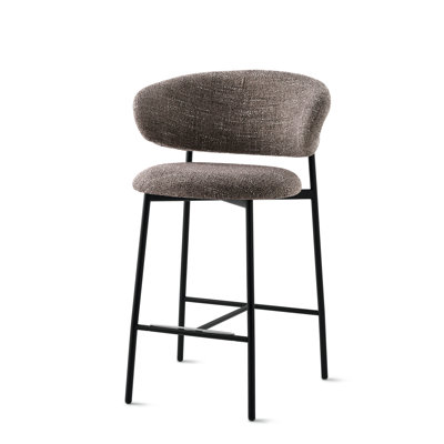 Oleandro Upholstered Stool with Rounded Back and Metal Frame