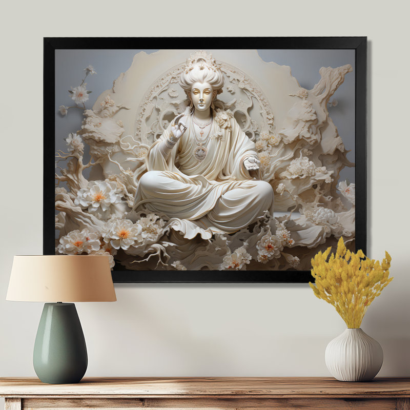 Hindou Bhagavad Gita Béni I, Cadre simple noir, H 30 po x l 40 po x P 1,5 po