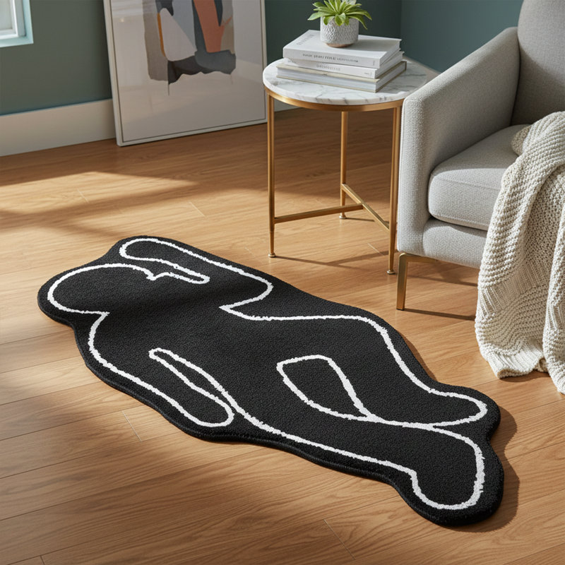 👤 Chalk Outline Modern Shaped Accent Rug