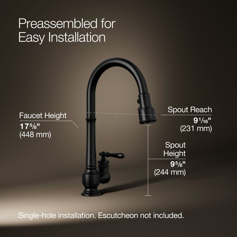 Artifacts Pull Down Bar Faucet, Matte Black