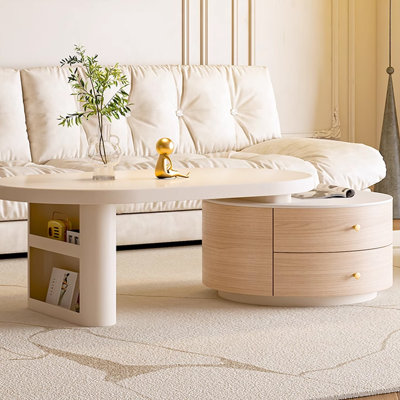 Light luxury cream-style retractable coffee table