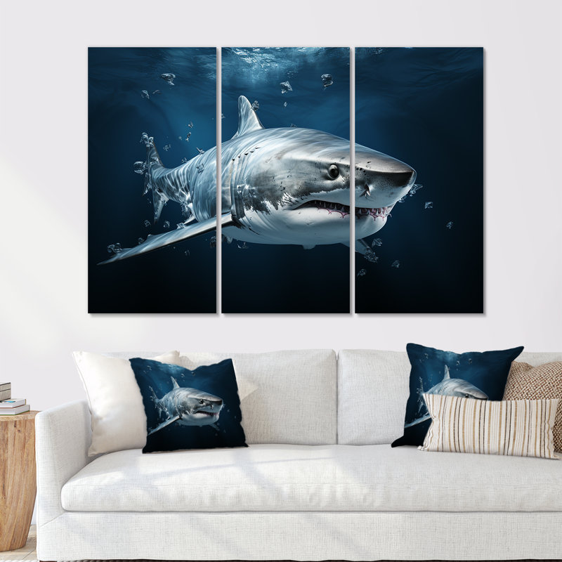 «Oceans Blue Ghost Shark», ensemble d'art sur toile, H 32 po x l 48 po