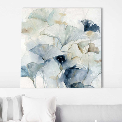 «Indigo Ginkgo I» par Carol Robinson - peinture à cadre unique