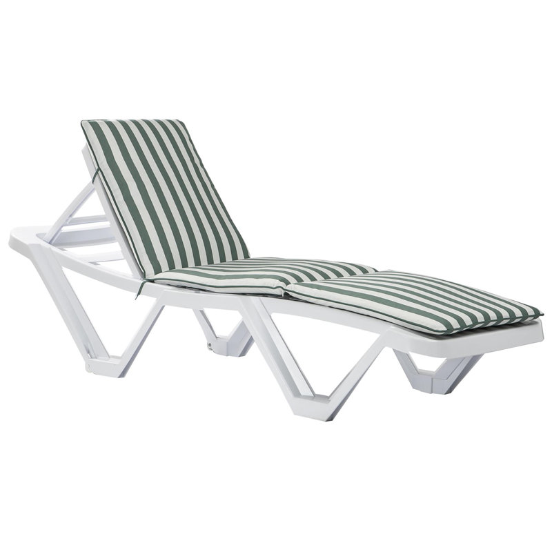 188cm Long Reclining Single Chaise with Cushions, Green